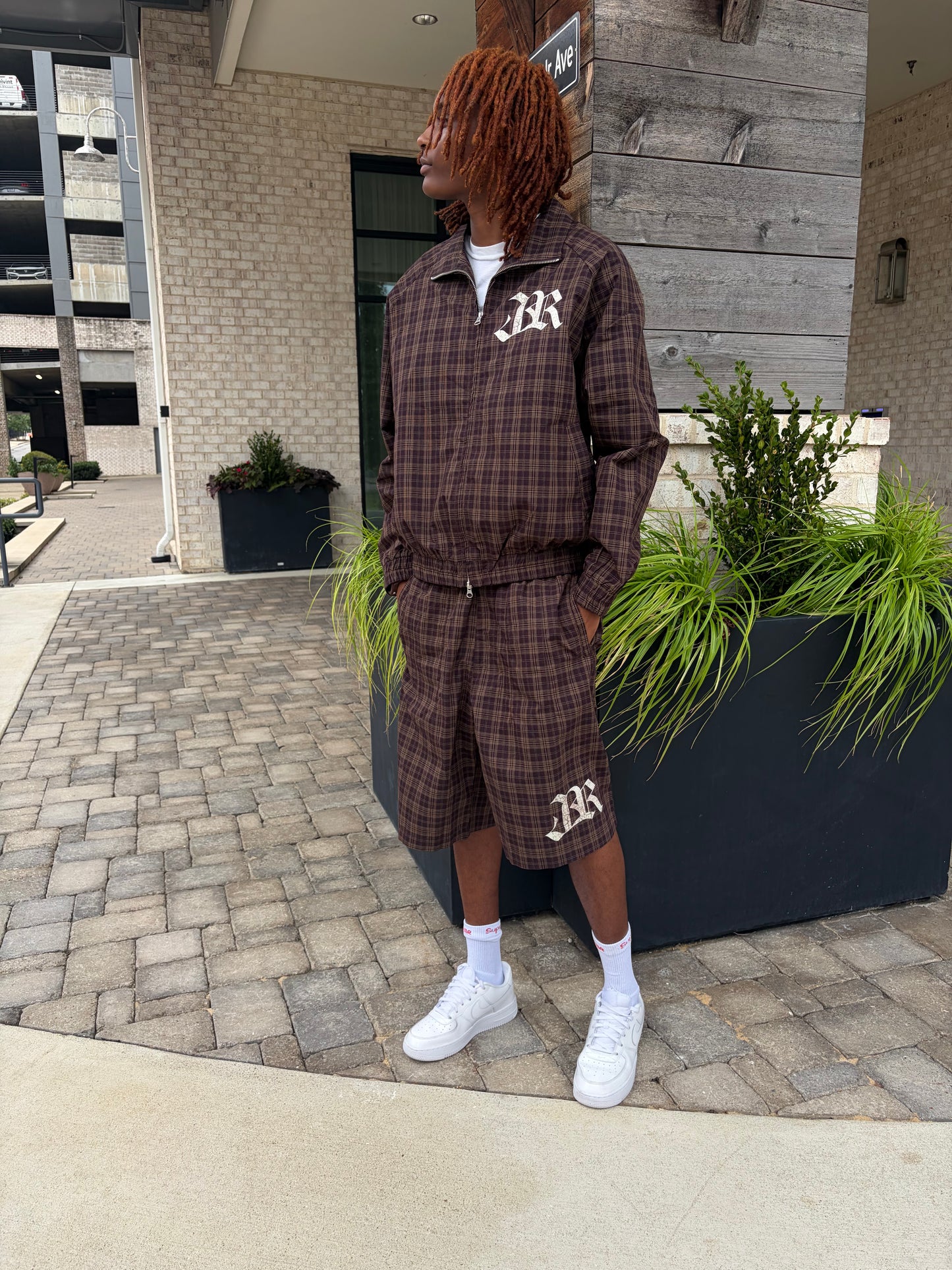 Brown Plaid Baseball “JR” Set