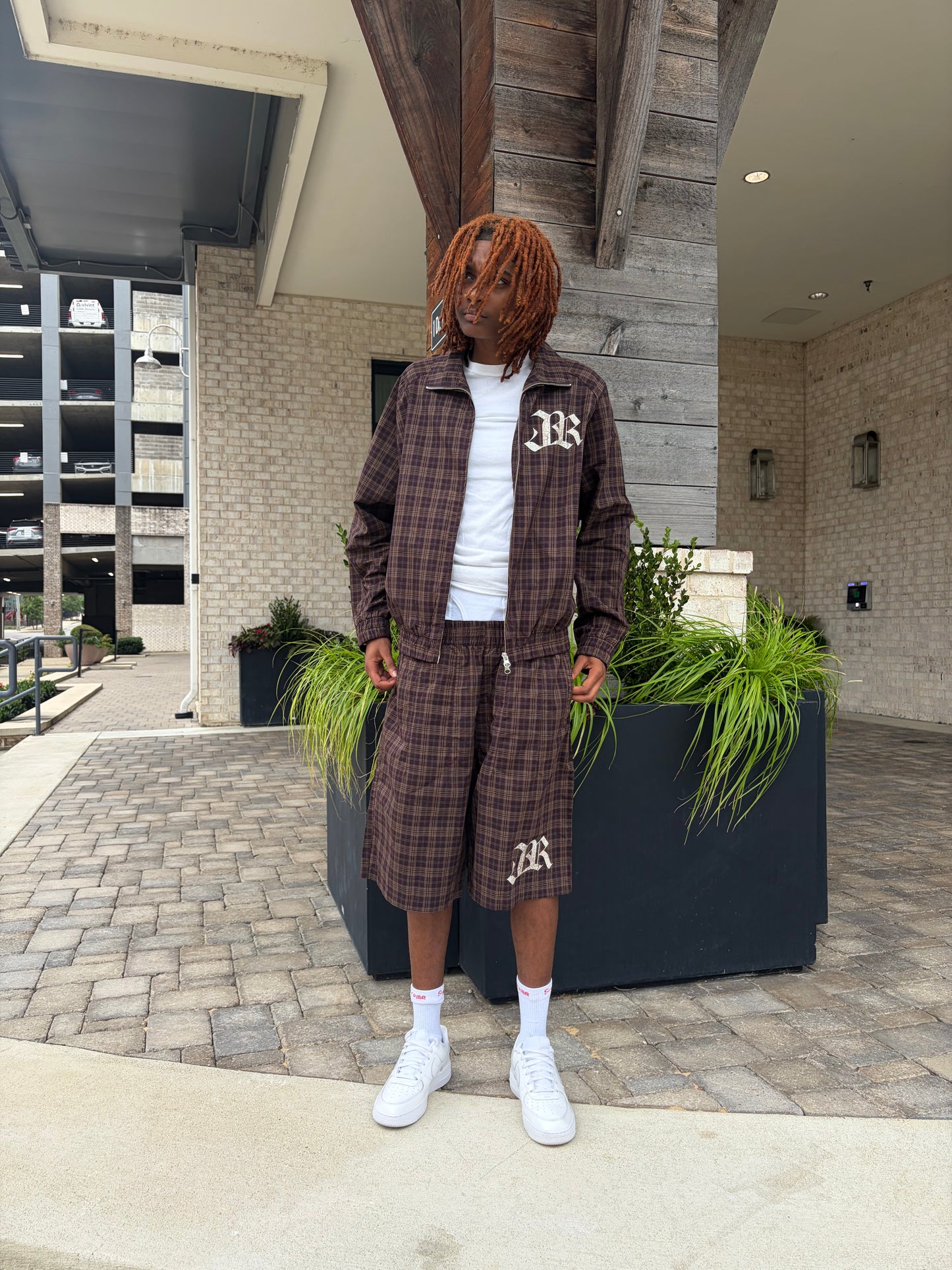 Brown Plaid Baseball “JR” Set