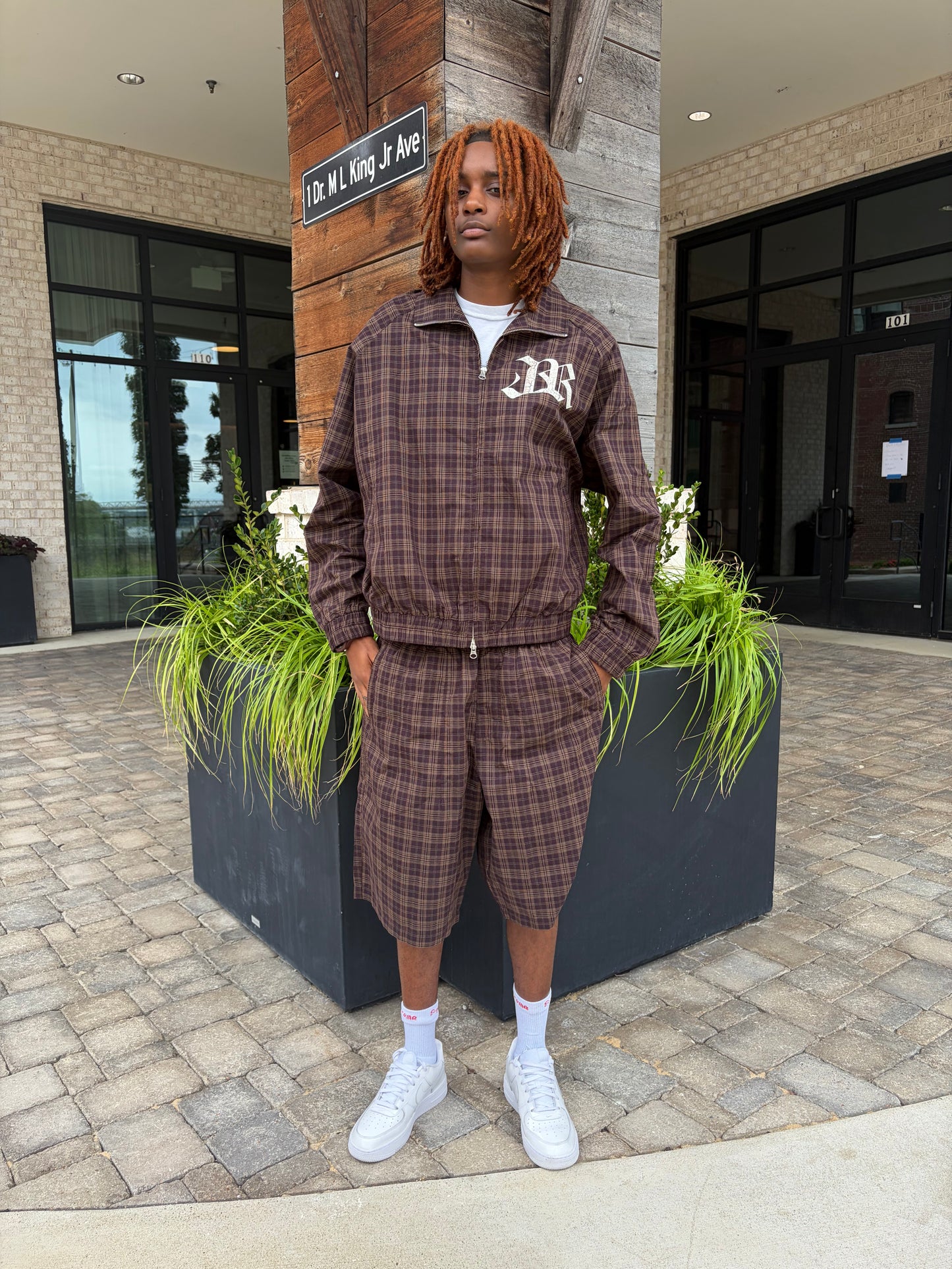 Brown Plaid Baseball “JR” Set