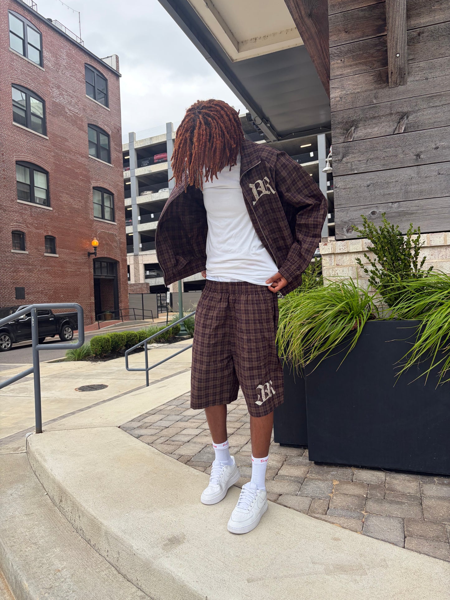 Brown Plaid Baseball “JR” Set