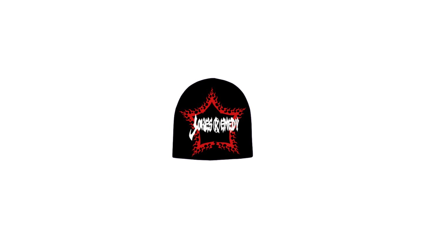 Black/Red/White Beanie