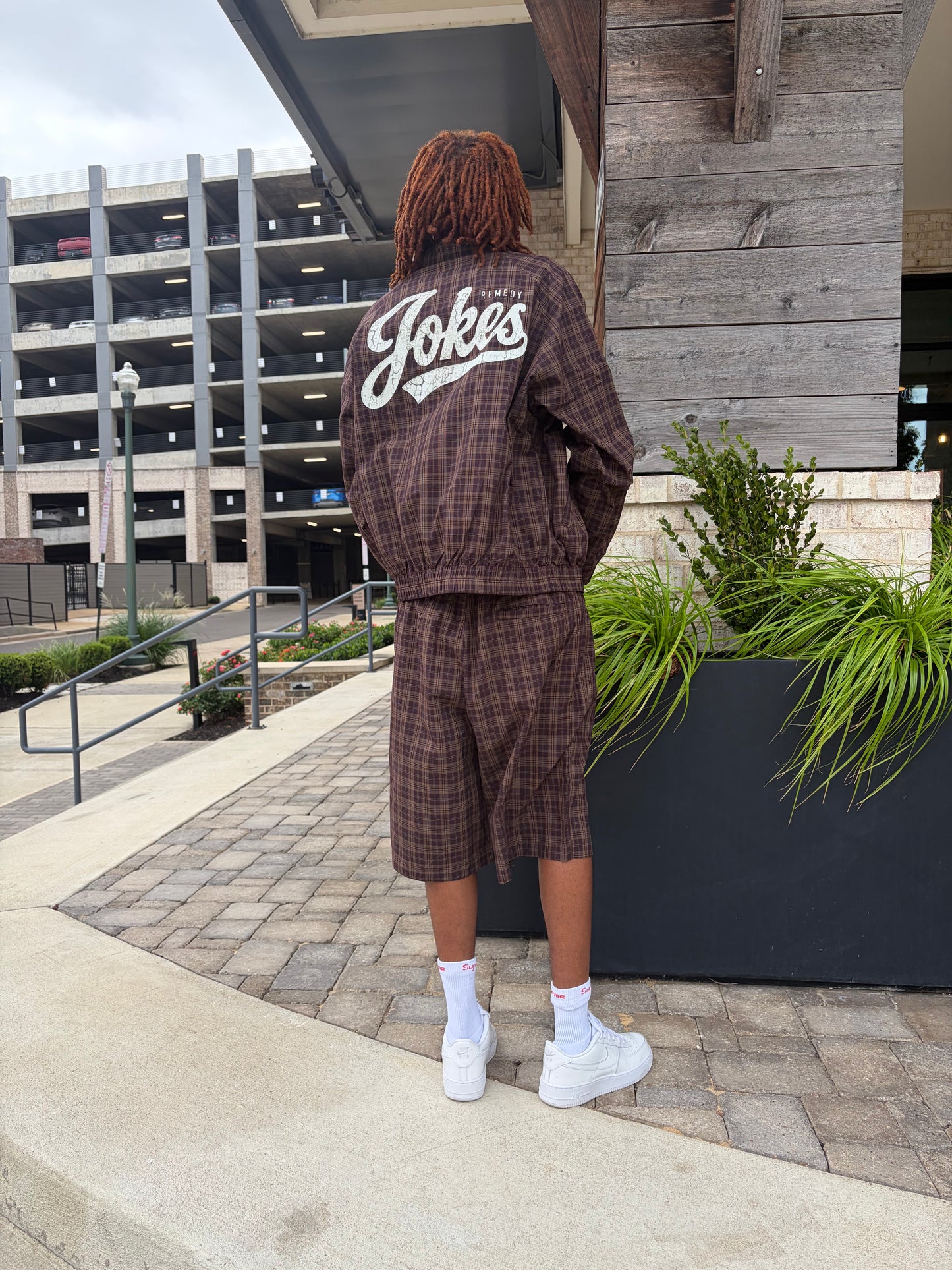 Brown Plaid Baseball “JR” Set