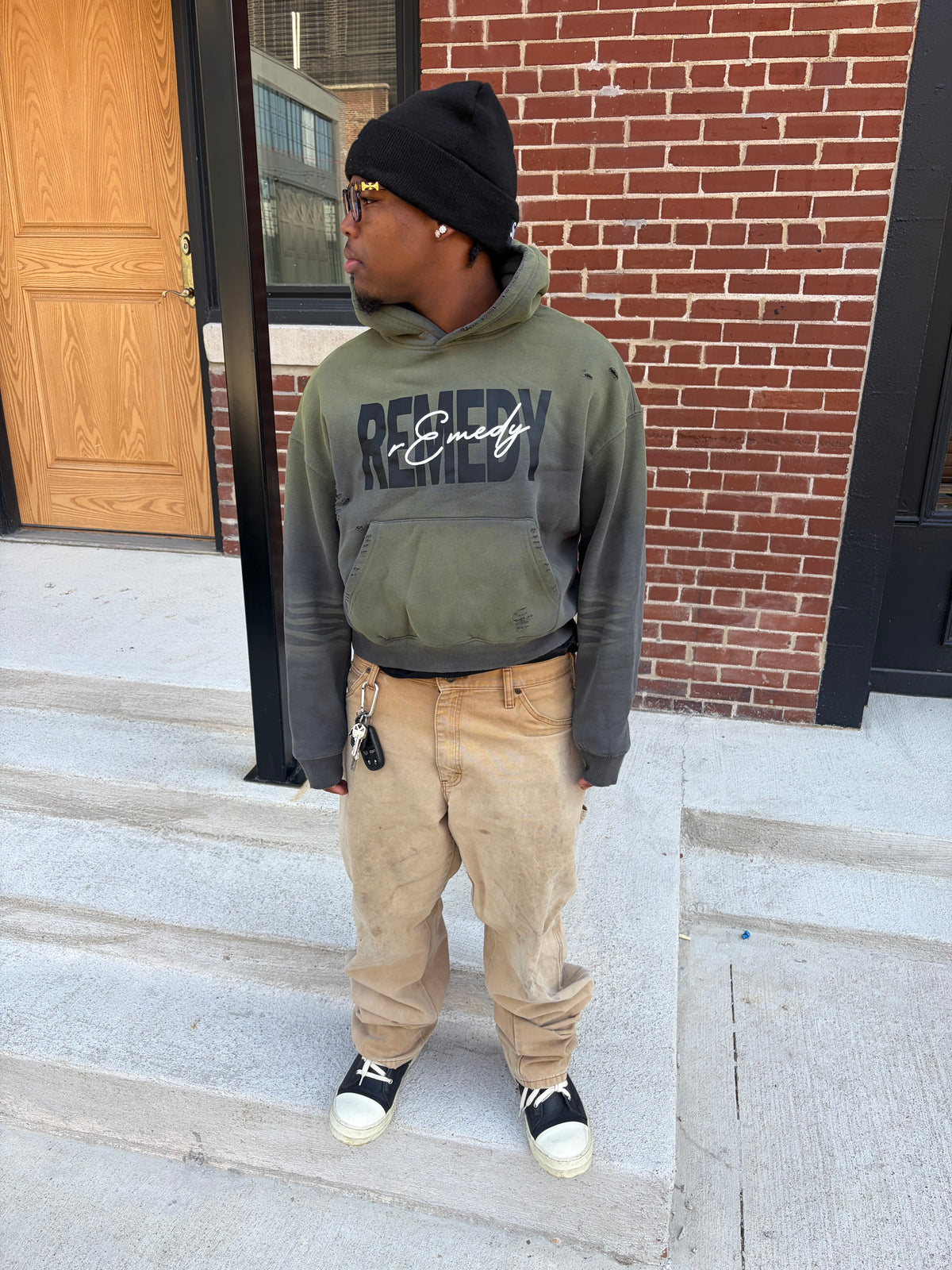 Grey/Green “GRFTI OVER REMEDY” Hoodie