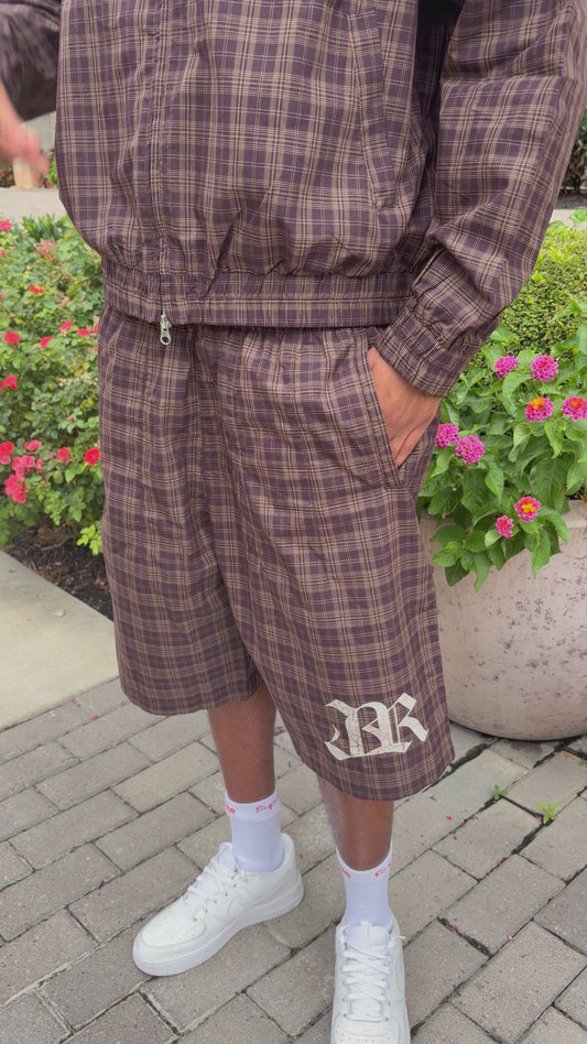 Brown Plaid “JR” Shorts